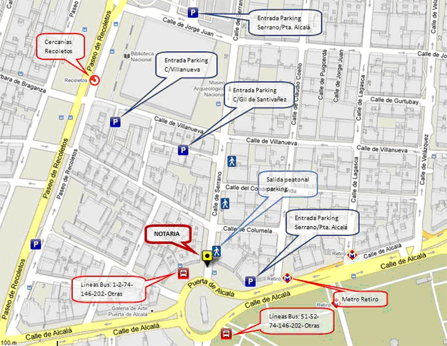 Mapa de acceso a la Notaría de Serrano 1